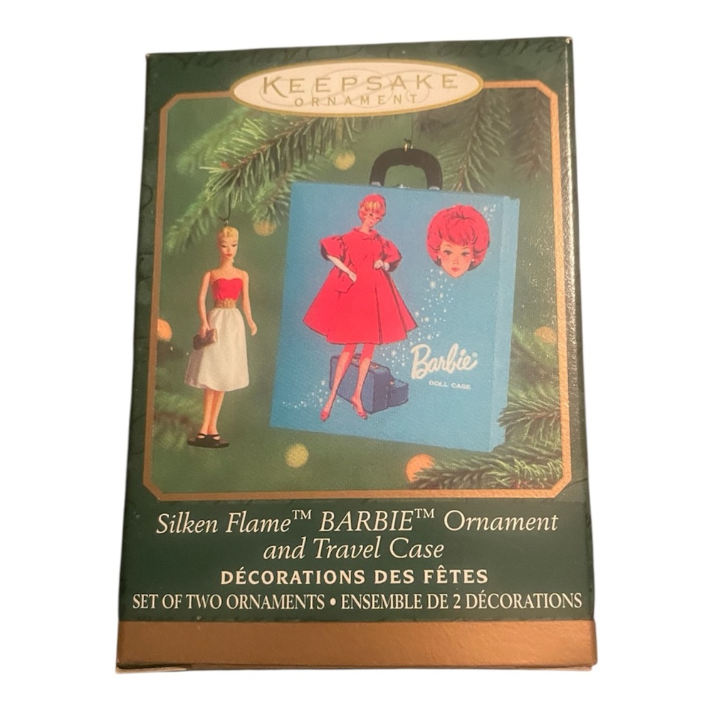 Hallmark Silken Flame Barbie Ornament & Travel Case 2000 New in Box